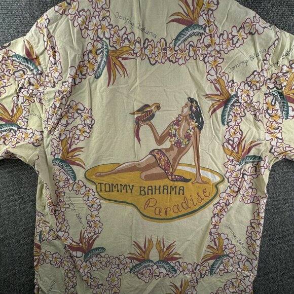 Tommy Bahama Cotton Rayon Button Up Shirt Hawaii Large Floral Graphic Paradise - Picture 1 of 13